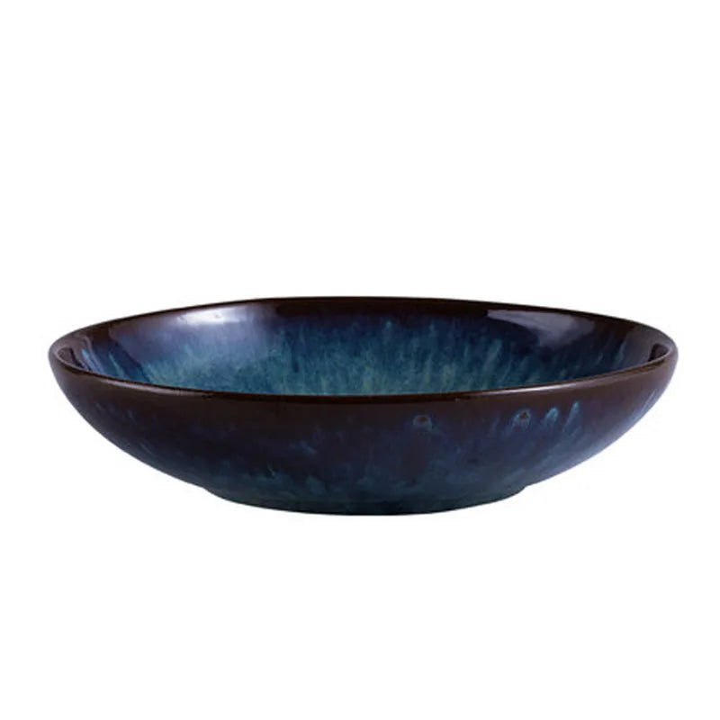 Retro Bird Pattern Keramisk Tallerken Gamle Kreative Underglas Dyp Skål | Skanto