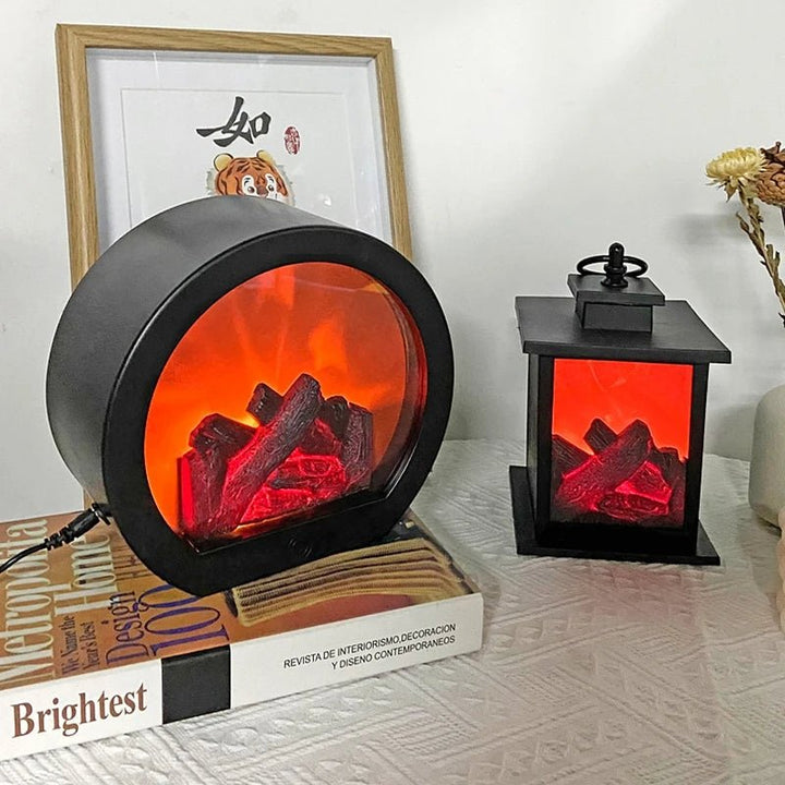 Skanto | Retro Peislanterne – Lysende Flamme Nattlys for Julefryd, USB/Batteridrevet Høytidsdekor