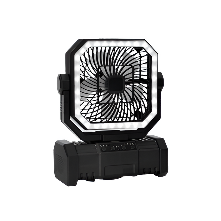 Oppladbar campingvifte med 20000mAh batteri, 4 hastigheter og LED-lanterne | Skanto