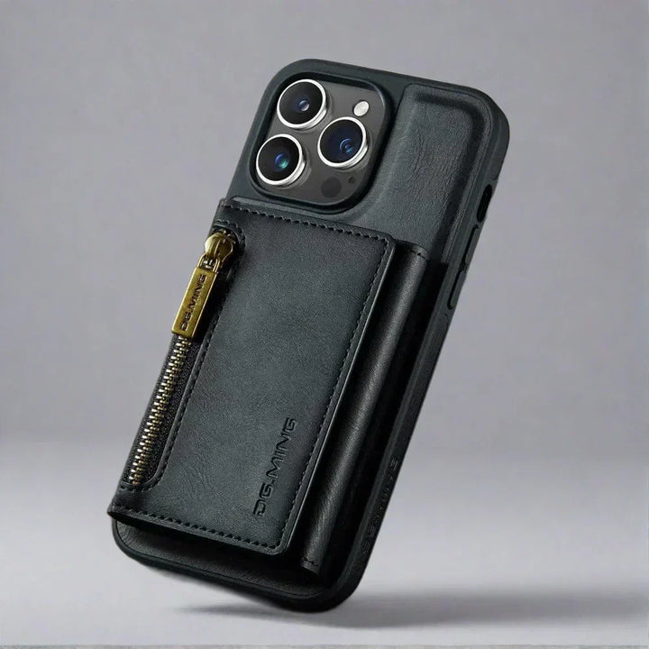 Skanto | RFID iPhone Lommebok Deksel | Avtakbar Magnetisk Lærbilfeste Støtsikker Deksel