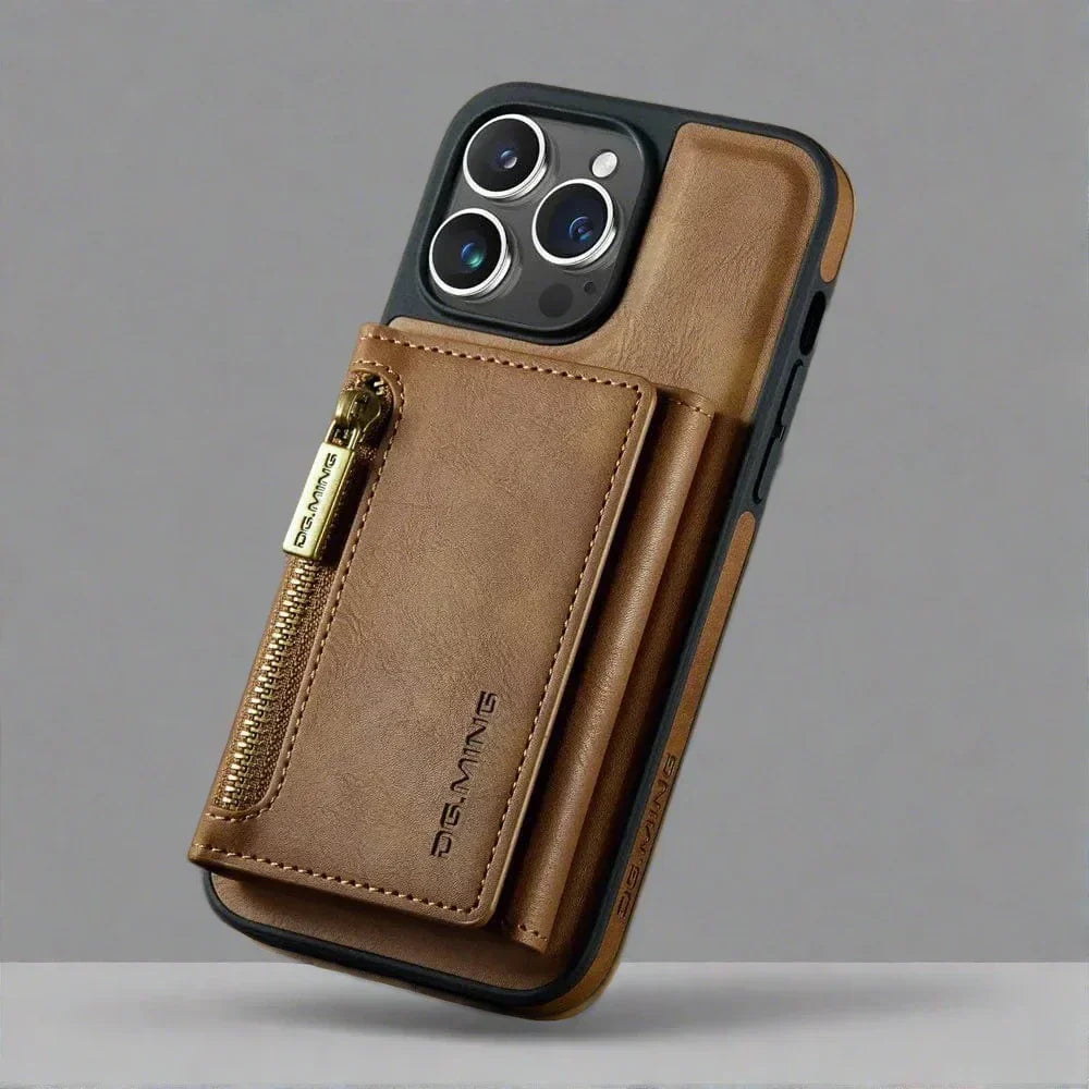 Skanto | RFID iPhone Lommebok Deksel | Avtakbar Magnetisk Lærbilfeste Støtsikker Deksel