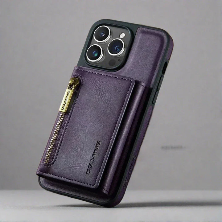 Skanto | RFID iPhone Lommebok | Avtakbar Magnetisk Lær Bilmontering Støtsikkert Etui