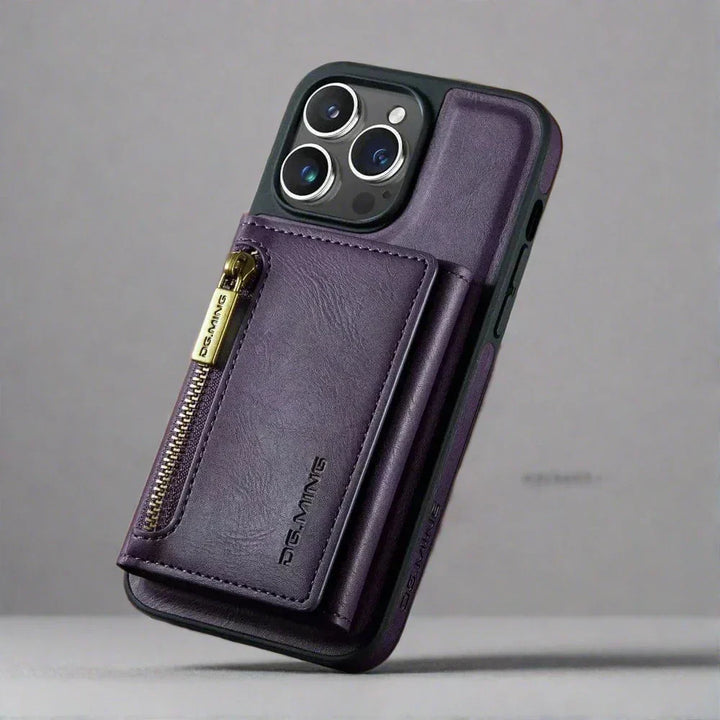 Skanto | RFID iPhone Lommebok Deksel | Avtakbar Magnetisk Lærbilfeste Støtsikker Deksel