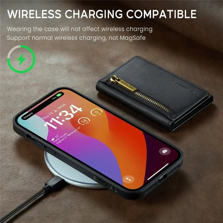 Skanto | RFID iPhone Lommebok | Avtakbar Magnetisk Lær Bilmontering Støtsikkert Etui