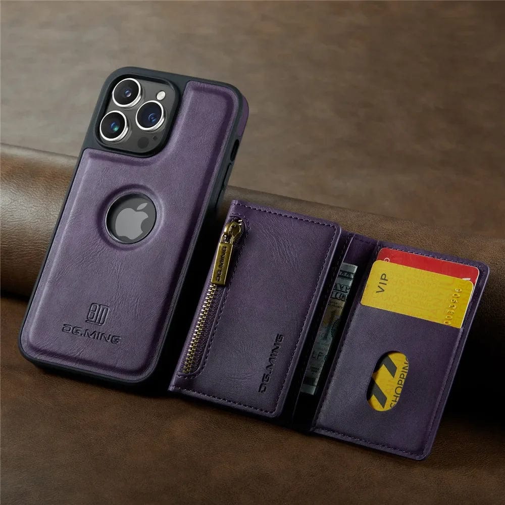 Norvo | RFID iPhone Lommebok Deksel | Avtakbar Magnetisk Lærbilfeste Støtsikker Deksel