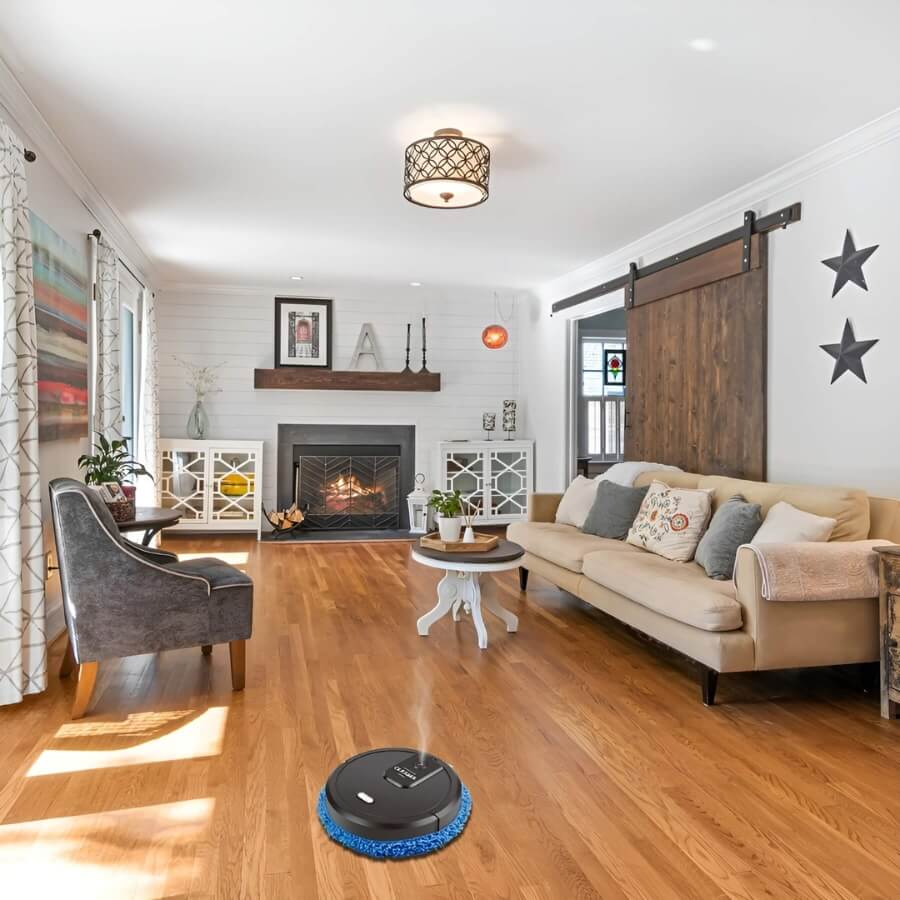 Norvo | Suge- og Mopprobot MobiSweep | 3-i-1 Funksjon | Selvlading & Hviskende Stille | Kompakt 25×25×6.5 cm