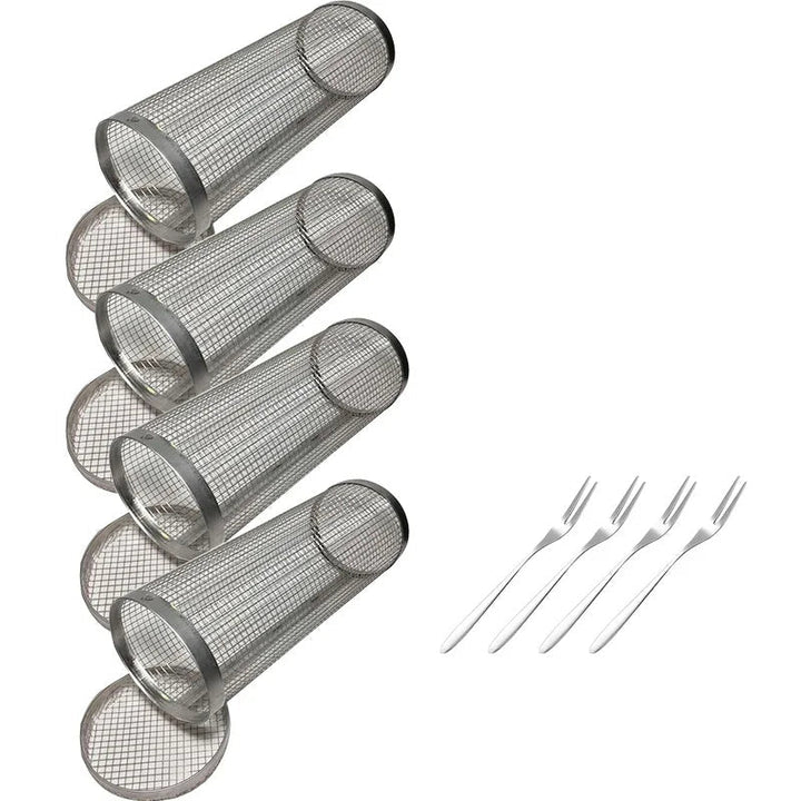 Rullende BBQ-kurv Grilling Basket Ever Round Rustfritt Stål Grill Mesh | Skanto
