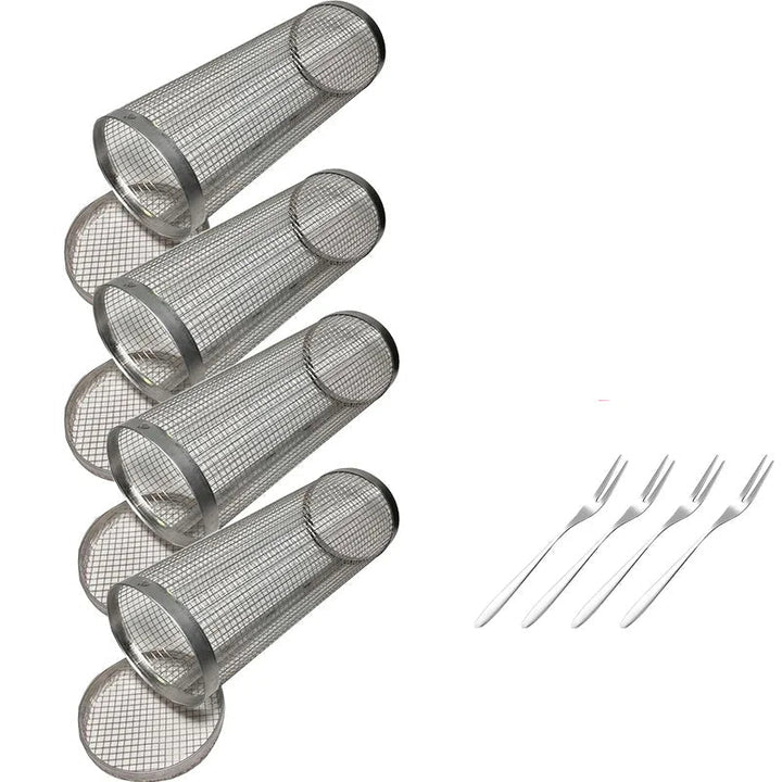 Rullende BBQ-kurv Grilling Basket Ever Round Rustfritt Stål Grill Mesh | Skanto