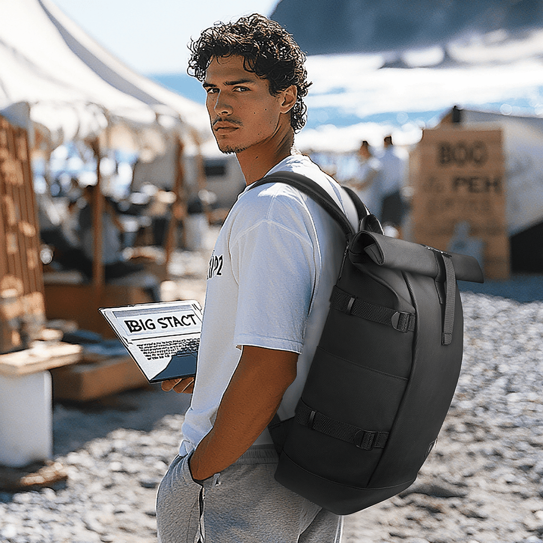 Skanto | ROLLTRAIL Rolltop Ryggsekk – Utvidbar 17" Bæreveske for Laptop, Vanntett, Tyverisikret, Utendørs og Reise-Klar