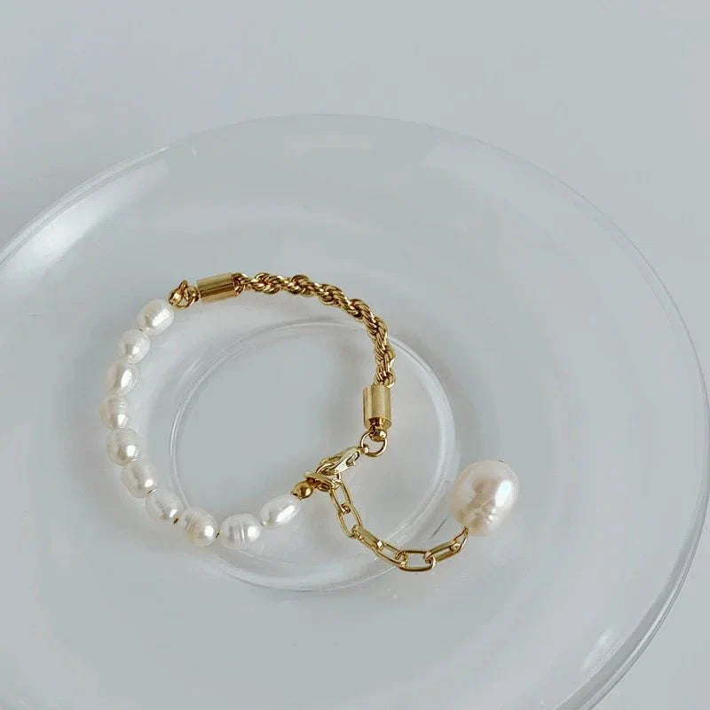 Skanto | Tau Kjede Perle Kontrast Armbånd og Halskjede