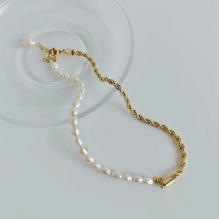 Skanto | Tau Kjede Perle Kontrast Armbånd og Halskjede