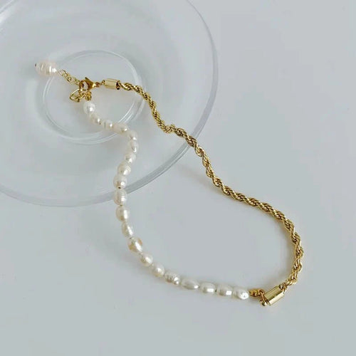 Skanto | Tau Kjede Perle Kontrast Armbånd og Halskjede