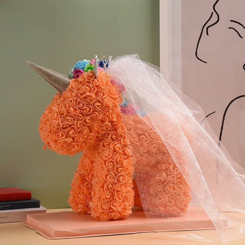Skanto | Rose Unicorn - Künstig Blomst Unicorn med Over 500 Blomster, Beste Gave til Jul, Valentinsdag, Bryllupsdag og Bursdager
