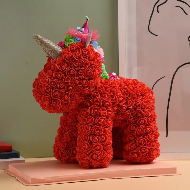 Skanto | Rose Unicorn - Künstig Blomst Unicorn med Over 500 Blomster, Beste Gave til Jul, Valentinsdag, Bryllupsdag og Bursdager