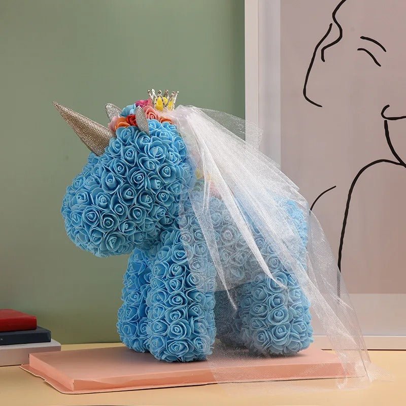 Skanto | Rose Unicorn - Künstig Blomst Unicorn med Over 500 Blomster, Beste Gave til Jul, Valentinsdag, Bryllupsdag og Bursdager