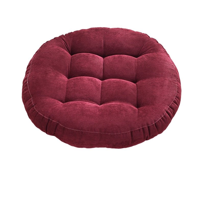 Rund Corduroy Solid Tuftet Tykke Pute for Komfort | Skanto