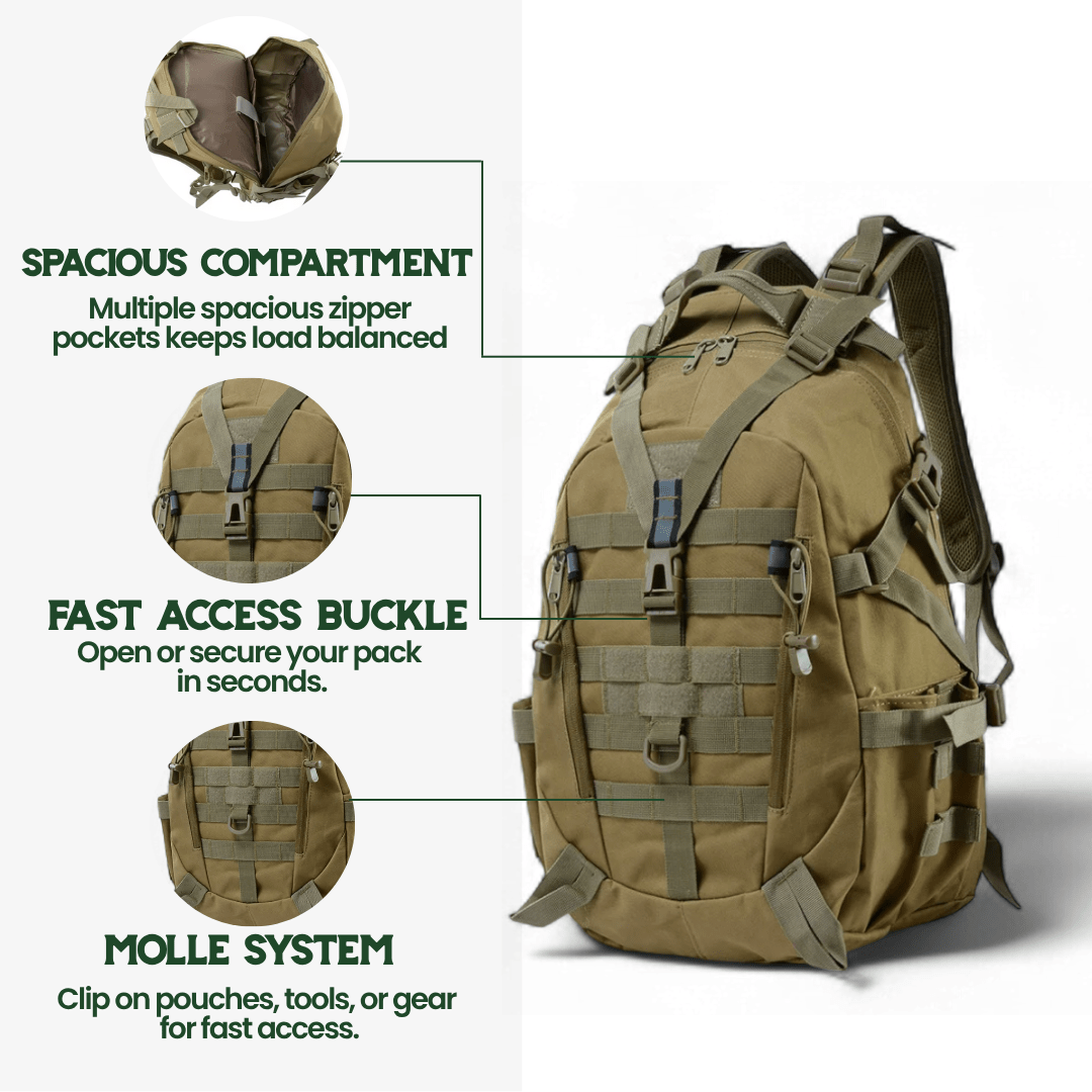 Skanto | ROVEX 40L – Taktisk Ryggsekk med MOLLE System & Vannavvisende Design