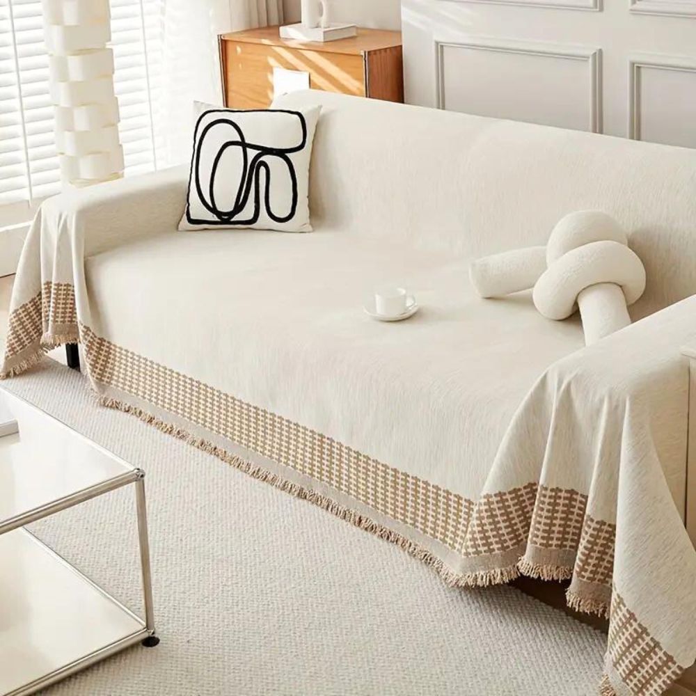 Skanto | Rustic Cotton Tassel Sofa Cover