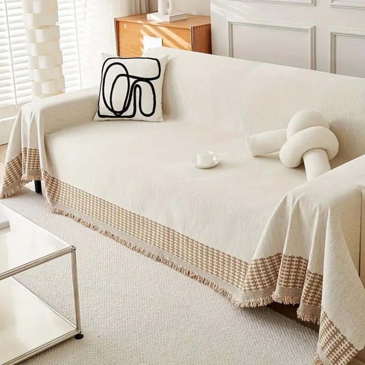 Skanto | Rustic Cotton Tassel Sofa Cover