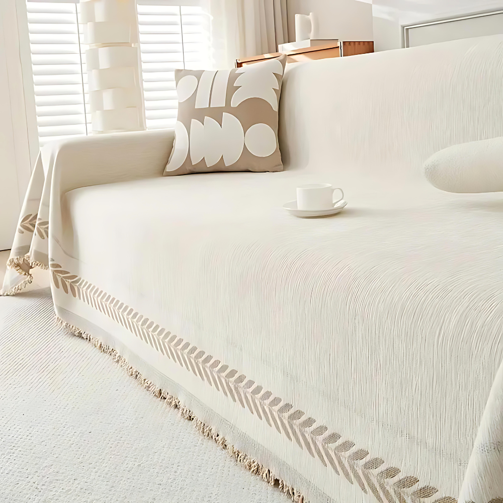 Skanto | Rustic Cotton Tassel Sofa Cover