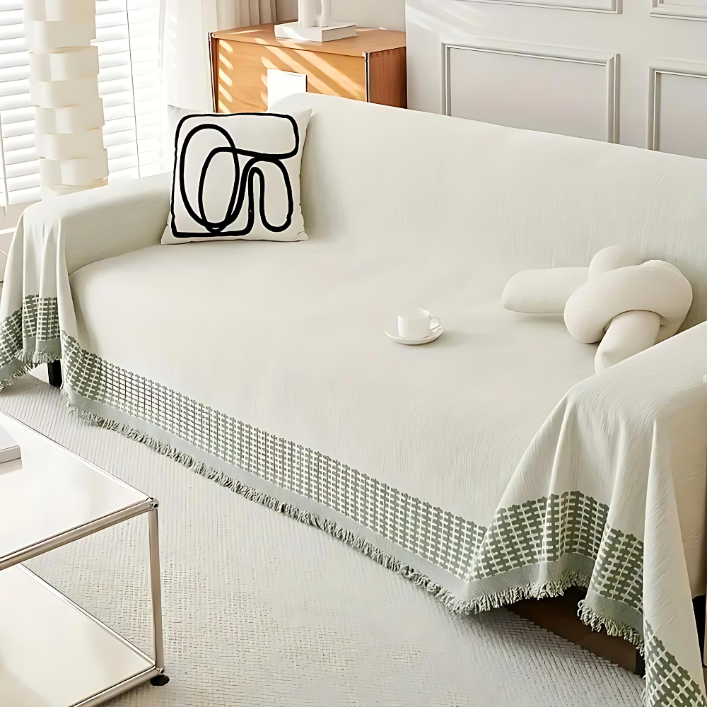 Skanto | Rustic Cotton Tassel Sofa Cover