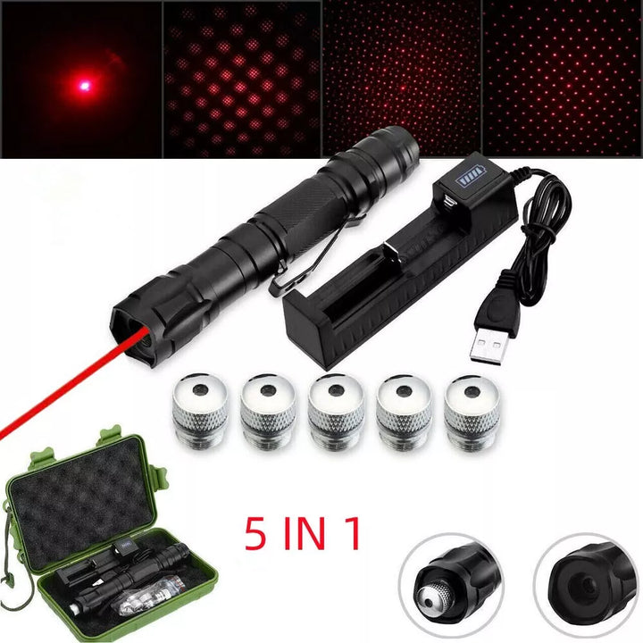 Skanto | Laser Pointer Oppladbar Rød Multitool Lommelykt Sett