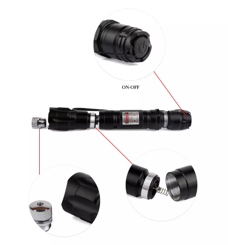 Skanto | Laser Pointer Oppladbar Rød Multitool Lommelykt Sett