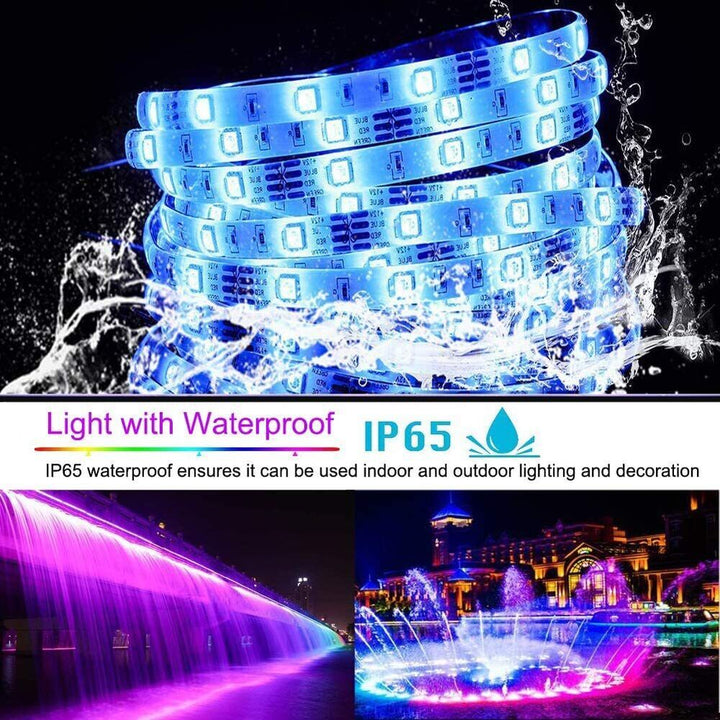 Skanto | LED Lyslist, 30 m, 15 m, Musikk Synkronisering, Bluetooth, 5050, RGB Ambient Lys med Fjernkontroll