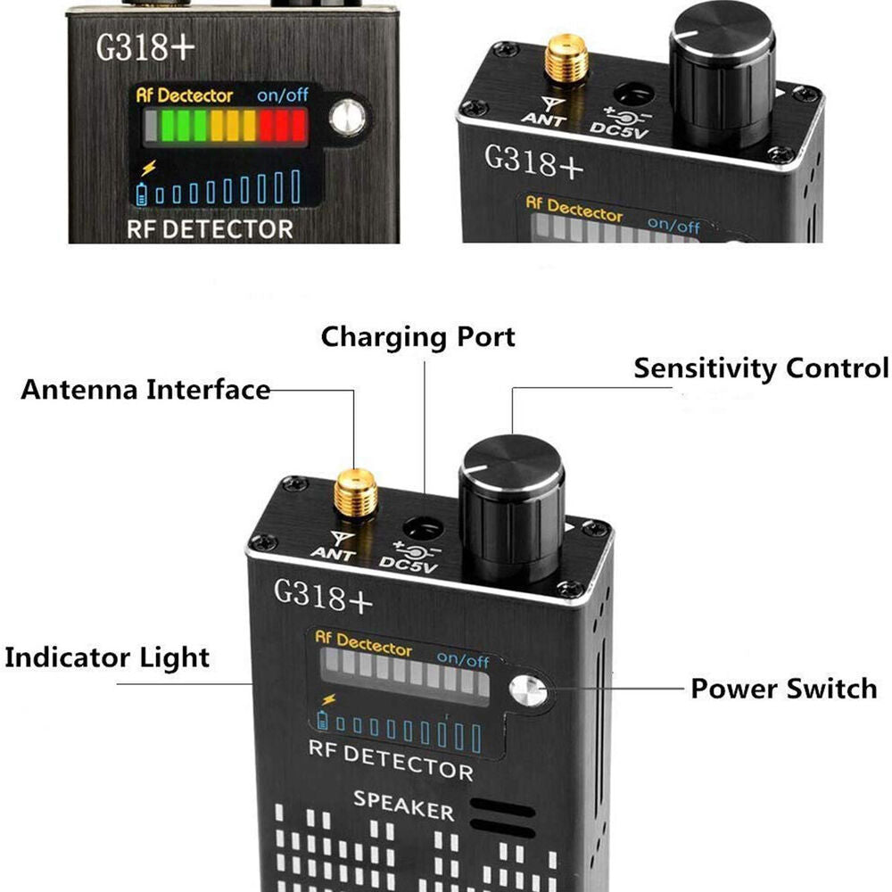 Spy Signal Bug Detector, HF Detector, Hidden Camera, Laser Lens, GSM GPS Enhetsfinner