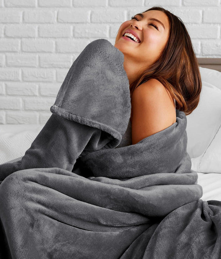 Fleece Stor Sofa Kaste Lettvekt Fuskepels Teppesett