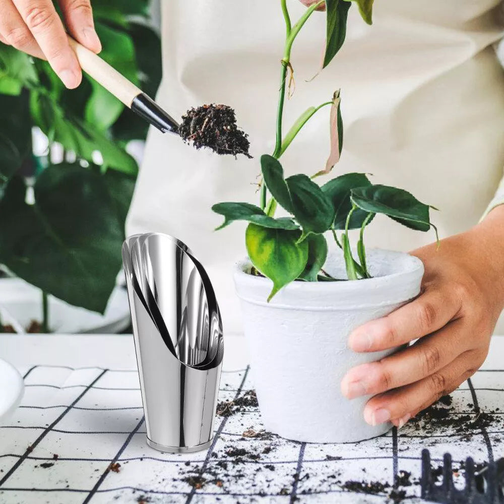 Skanto | Rustfritt Stål Scoop for Pottemuld – Robust Plantescoop for Hage og Balkong