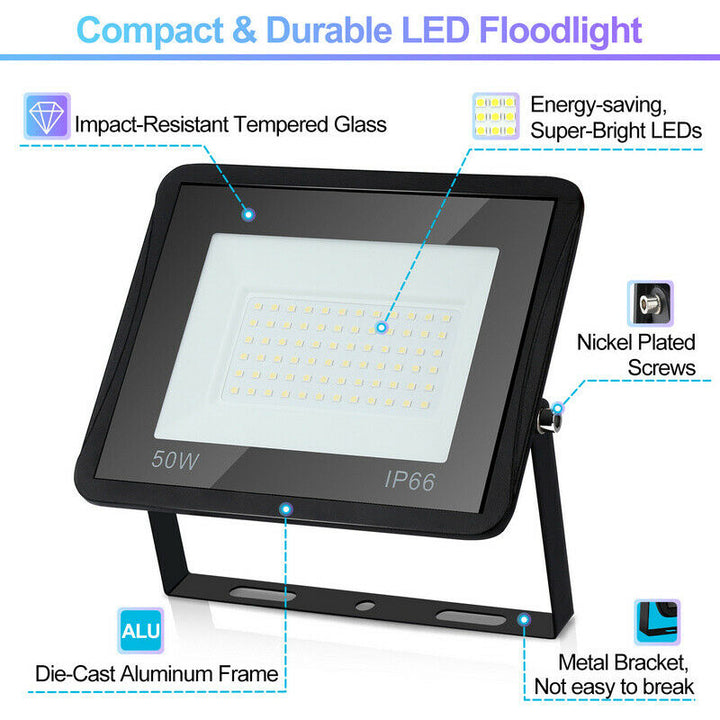 LED Flomlys med Stativ Konstruksjon Lys 2X50W Kald Hvit | Skanto
