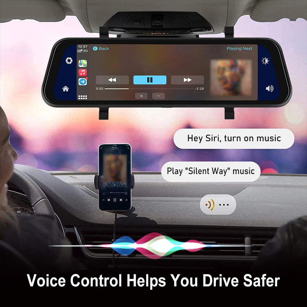 Skanto | Bakhjulsspeil Dash Cam 4K Front & Bak | CarPlay & Smart Kjøreassistent