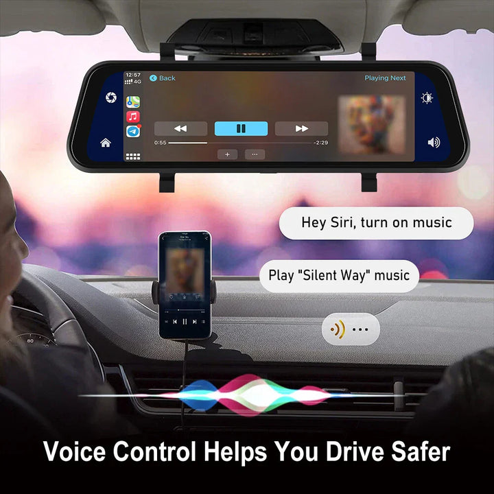 Skanto | Bakhjulsspeil Dash Cam 4K Front & Bak | CarPlay & Smart Kjøreassistent