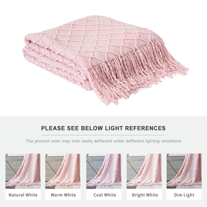 Boho Strikket Teppe Kast Frynse Rutete Reise Teppe Store Tepper For Sofa Seng Skanto