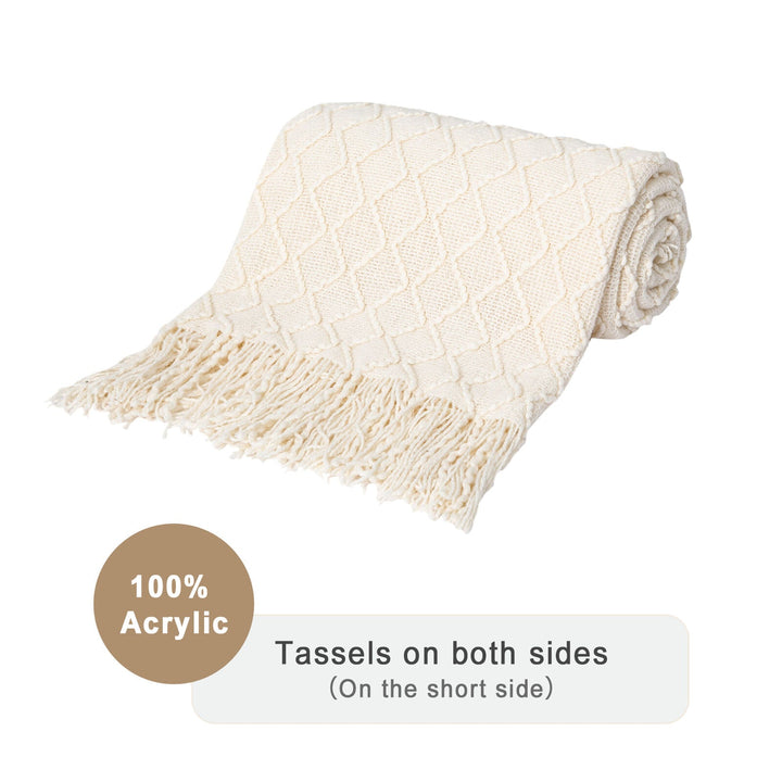 Boho Strikket Teppe Kast Frynse Rutete Reise Teppe Store Tepper For Sofa Seng Skanto