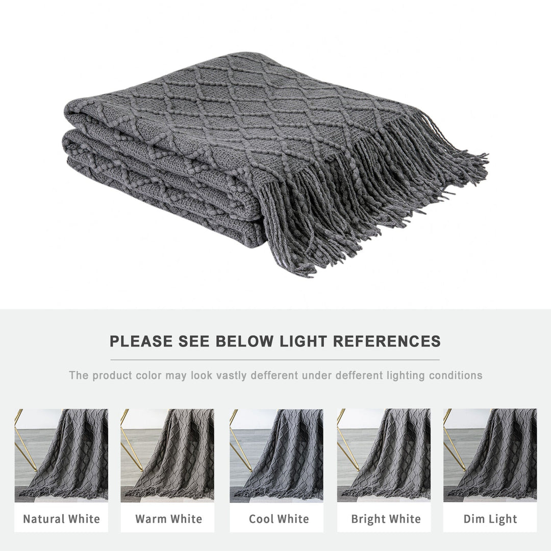 Boho Strikket Teppe Kast Frynse Rutete Reise Teppe Store Tepper For Sofa Seng Skanto