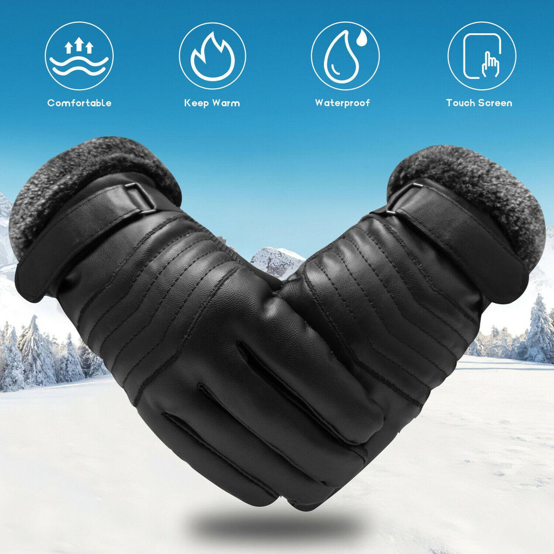 Skanto | -30℃ Vanntette, varme skihansker i lær for vinter | Touchscreen-kompatible