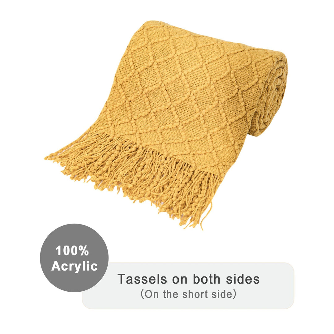 Boho Strikket Teppe Kast Frynse Rutete Reise Teppe Store Tepper For Sofa Seng Skanto