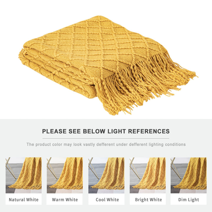 Boho Strikket Teppe Kast Frynse Rutete Reise Teppe Store Tepper For Sofa Seng Skanto