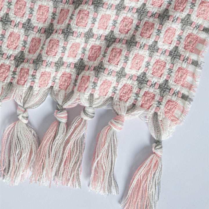 Boho Strikket Teppe Kast Frynse Rutete Reise Teppe Store Tepper For Sofa Seng Skanto