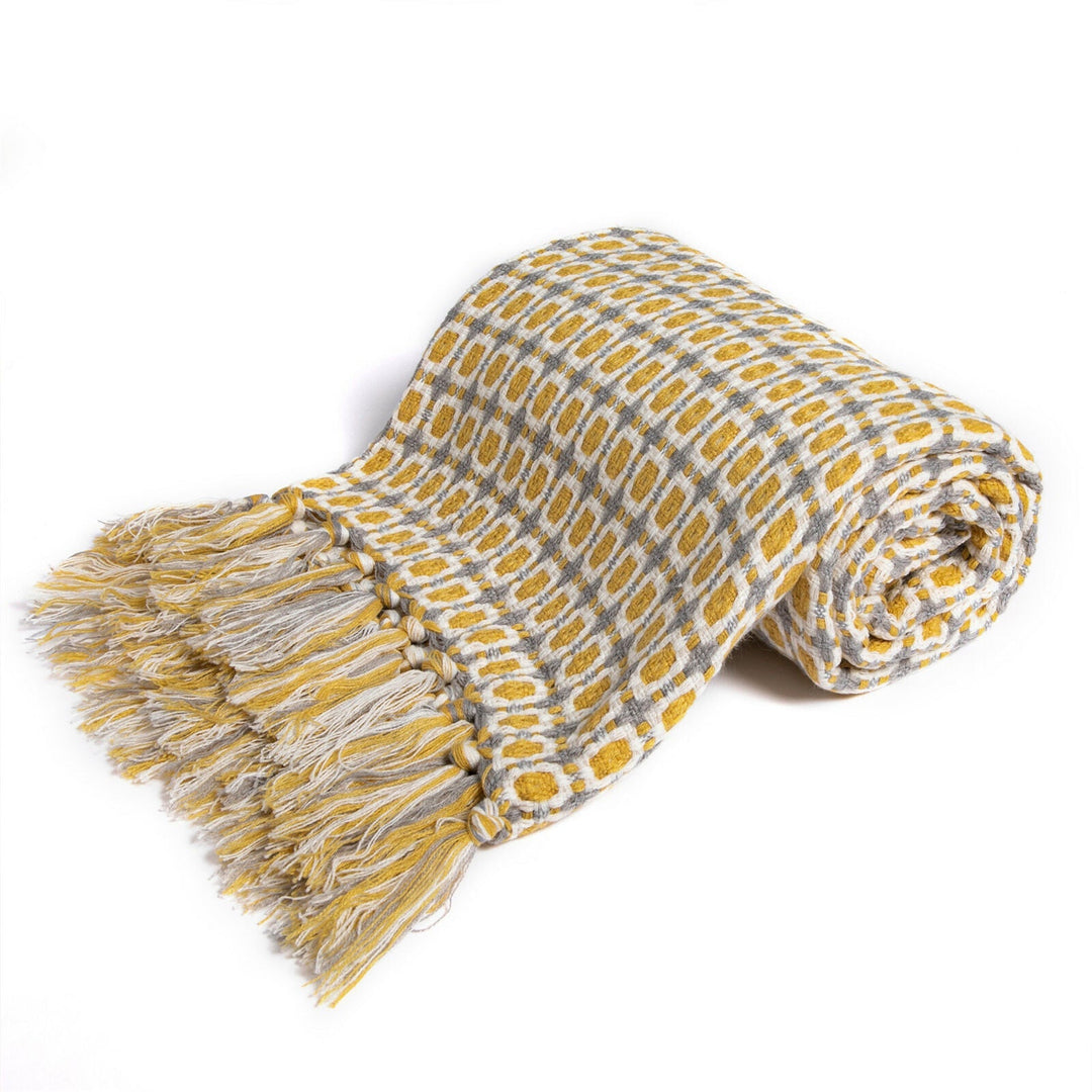 Boho Strikket Teppe Kast Frynse Rutete Reise Teppe Store Tepper For Sofa Seng Skanto