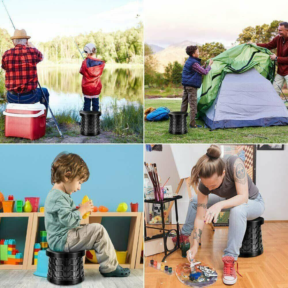 Folding Stool Seat Portable Retractable Telescopic Camping Fishing Travel Chairs Skanto