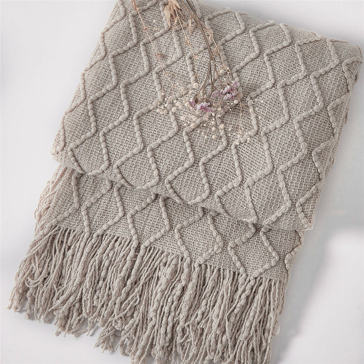 Boho Strikket Teppe Kast Frynse Rutete Reise Teppe Store Tepper For Sofa Seng Skanto