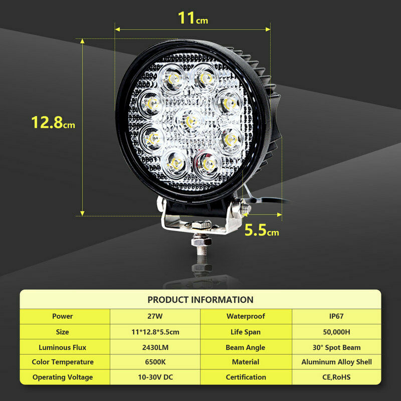 LED Arbeidslys 6X 27W Spotlight | Skanto