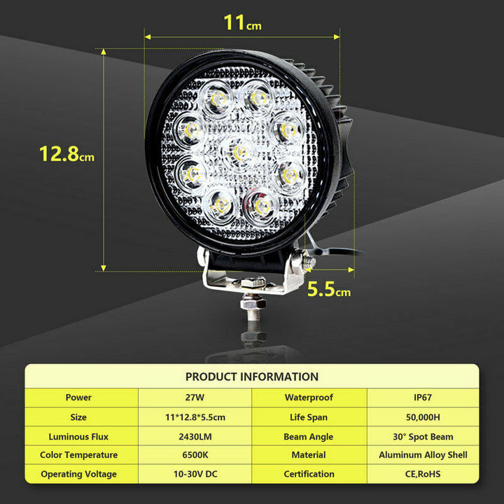 LED Arbeidslys 6X 27W Spotlight | Skanto