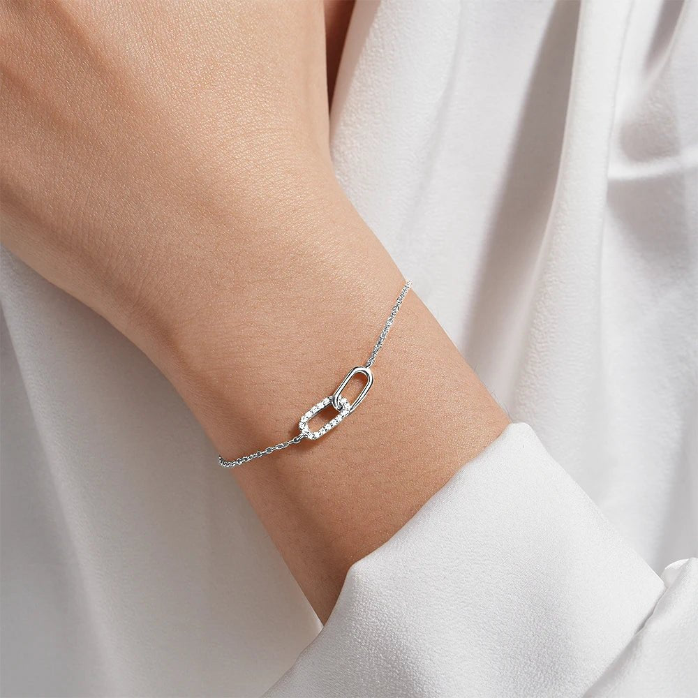 Skanto | S925 Evig Lenket Diamant Kontrast Armbånd