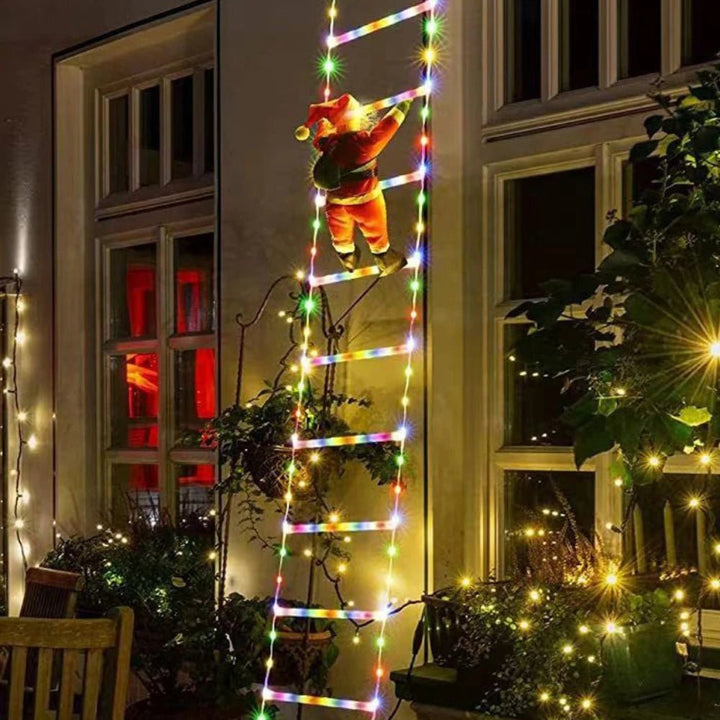 Skanto | Julenisse Klatrestige med LED – 8 Modus Utendørs Juledekorasjon