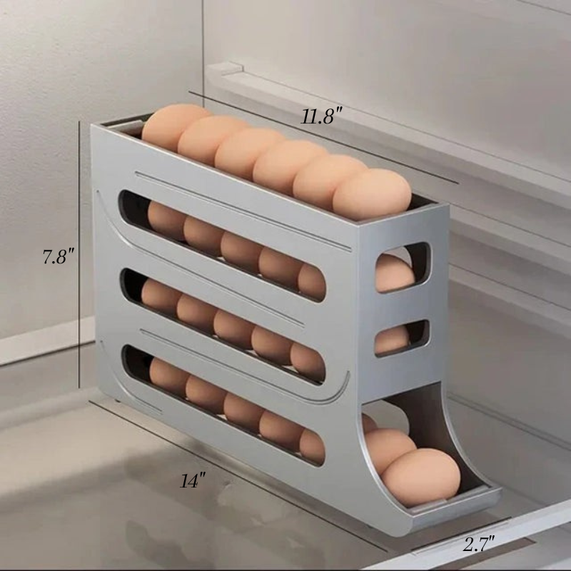 Rullende eggstativ holder plassbesparende egg lagringsboks | Skanto