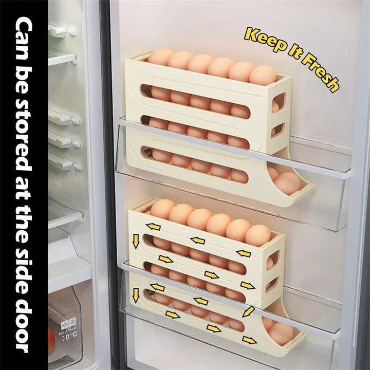 Rullende eggstativ holder plassbesparende egg lagringsboks | Skanto